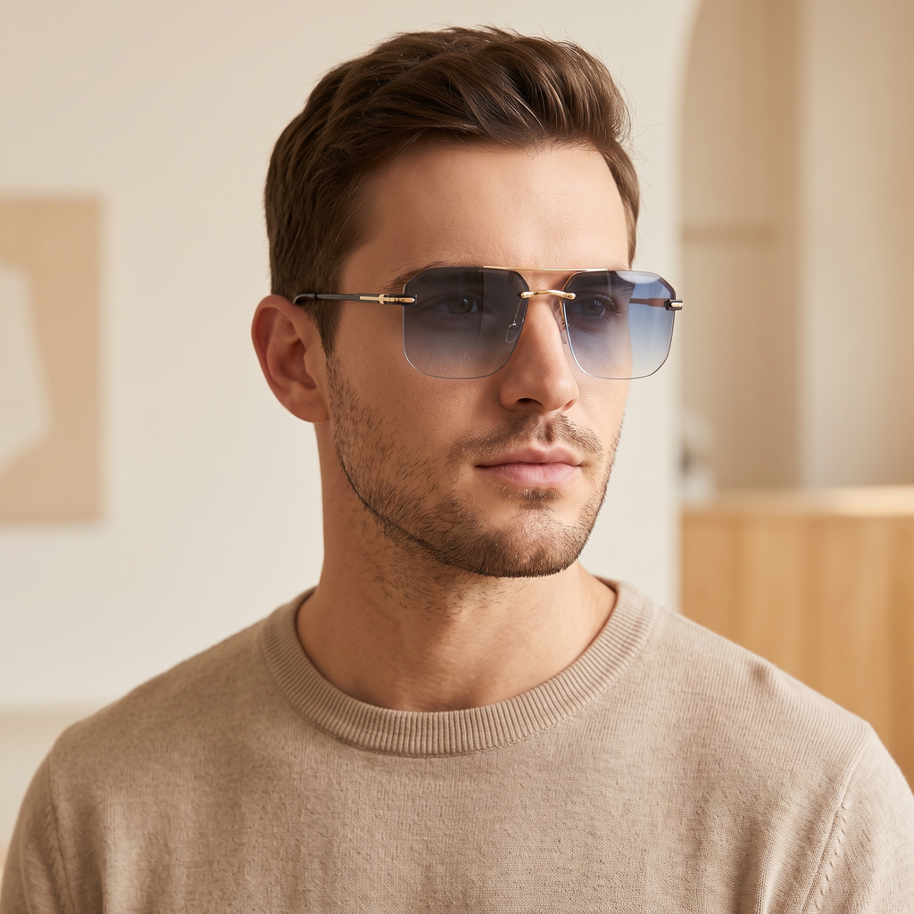 Gold / Blue Gradient | worn, men's styling