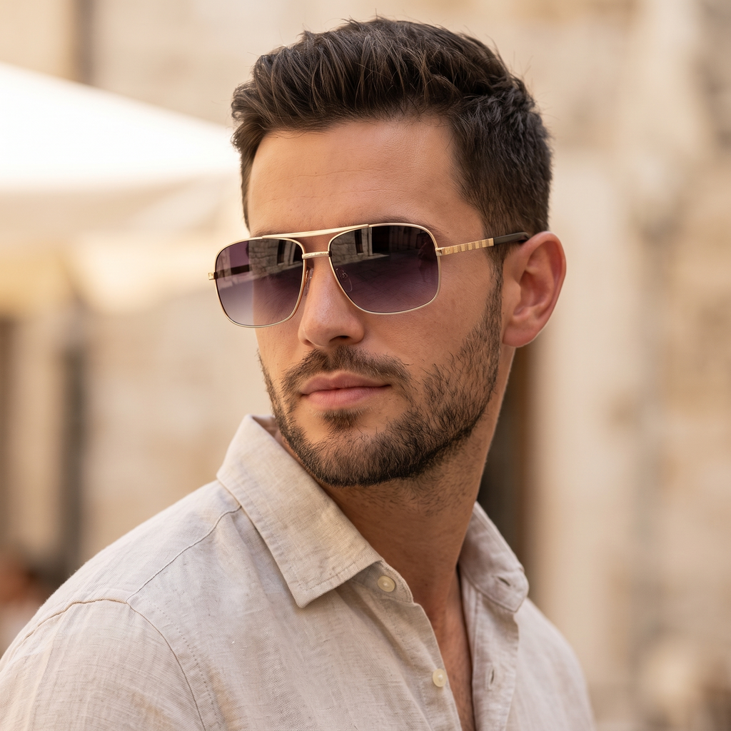Gold / Grey Gradient | worn, men's styling